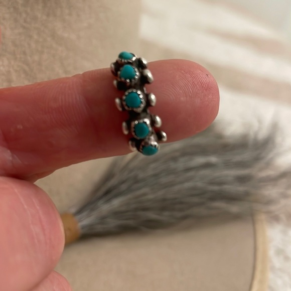Vintage Zuni Turquoise + Silver pinky ring - Picture 1 of 5